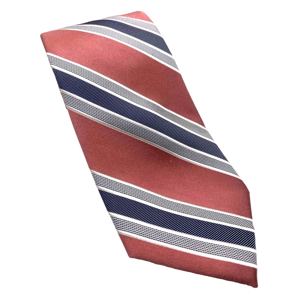 Michael Kors Men's Silk Tie Pink Navy White Diagonal Stripe 60"x3" career preppy